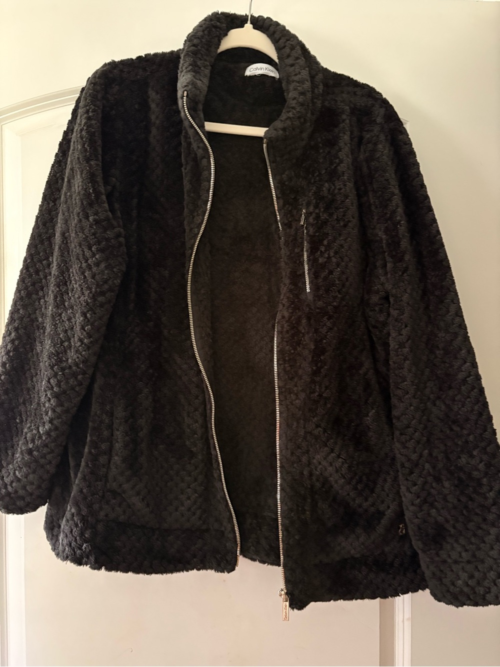 Calvin Klein Plush Black Zip Jacket